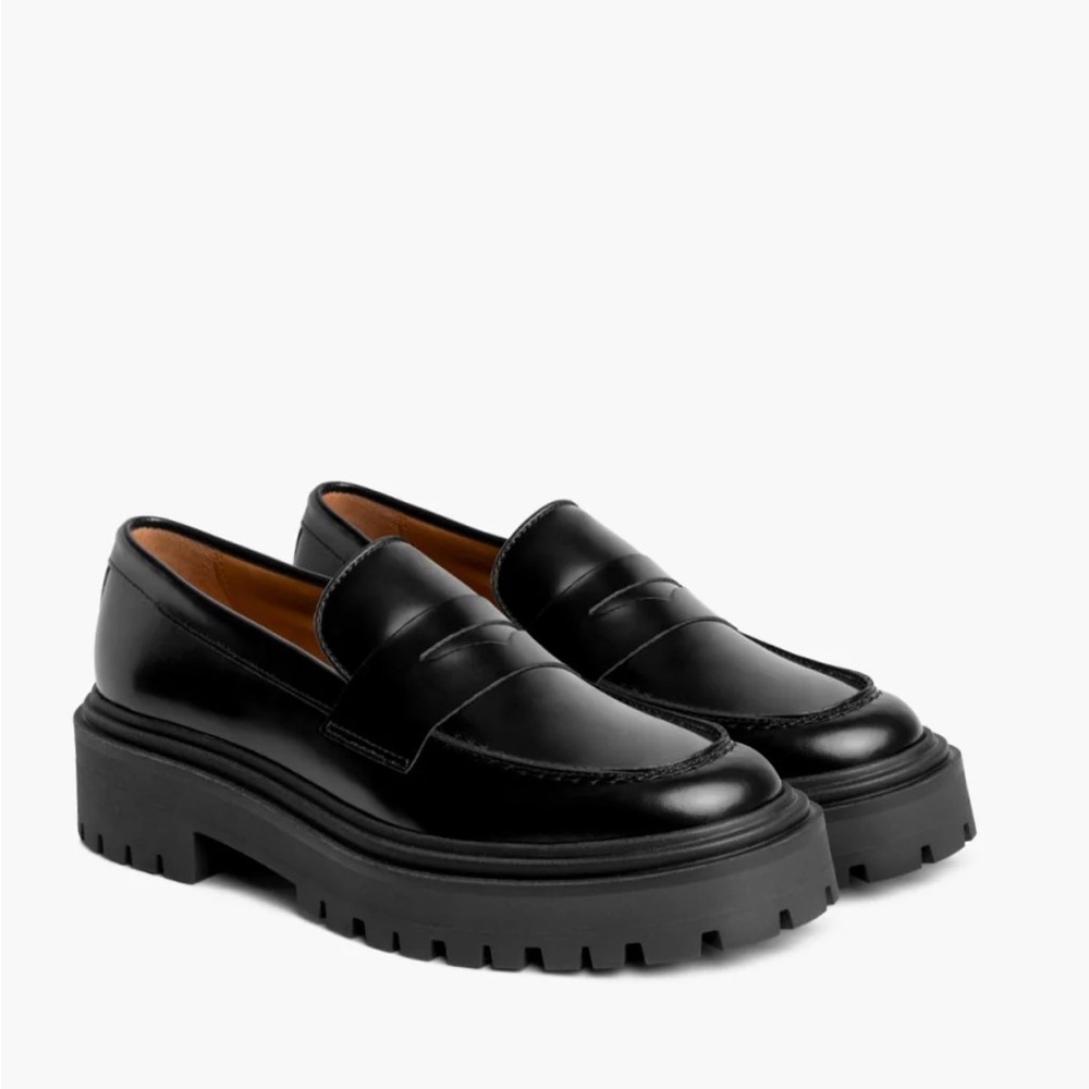 Thursday Boot Company Women's Black Lug Sole Penny Loafers Leather